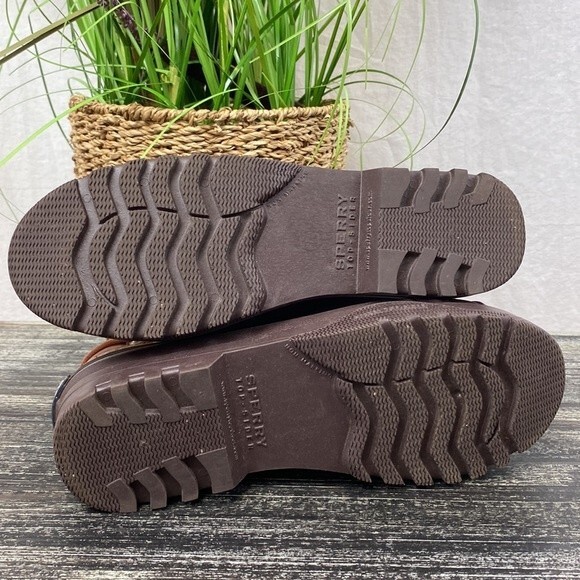 Sperry Leather Brown Two Tone Heron Seal Duck Rain Ankle Boots 7.5 - Picture 4 of 5